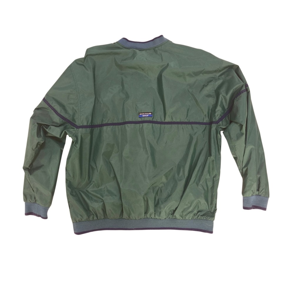 Vintage EBTEK Eddie Bauer Pullover Windbreaker Mens Size L Green V Neck Golf - Picture 3 of 5